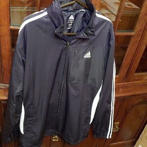 Adidas Men's Black and White Windbreaker